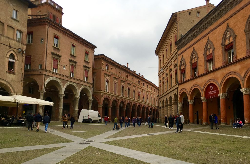 Miles of colonnaded arcades span Bologna, Italy
