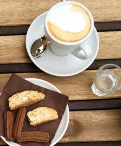 Coffee and biscotti in Ravenna, Italy