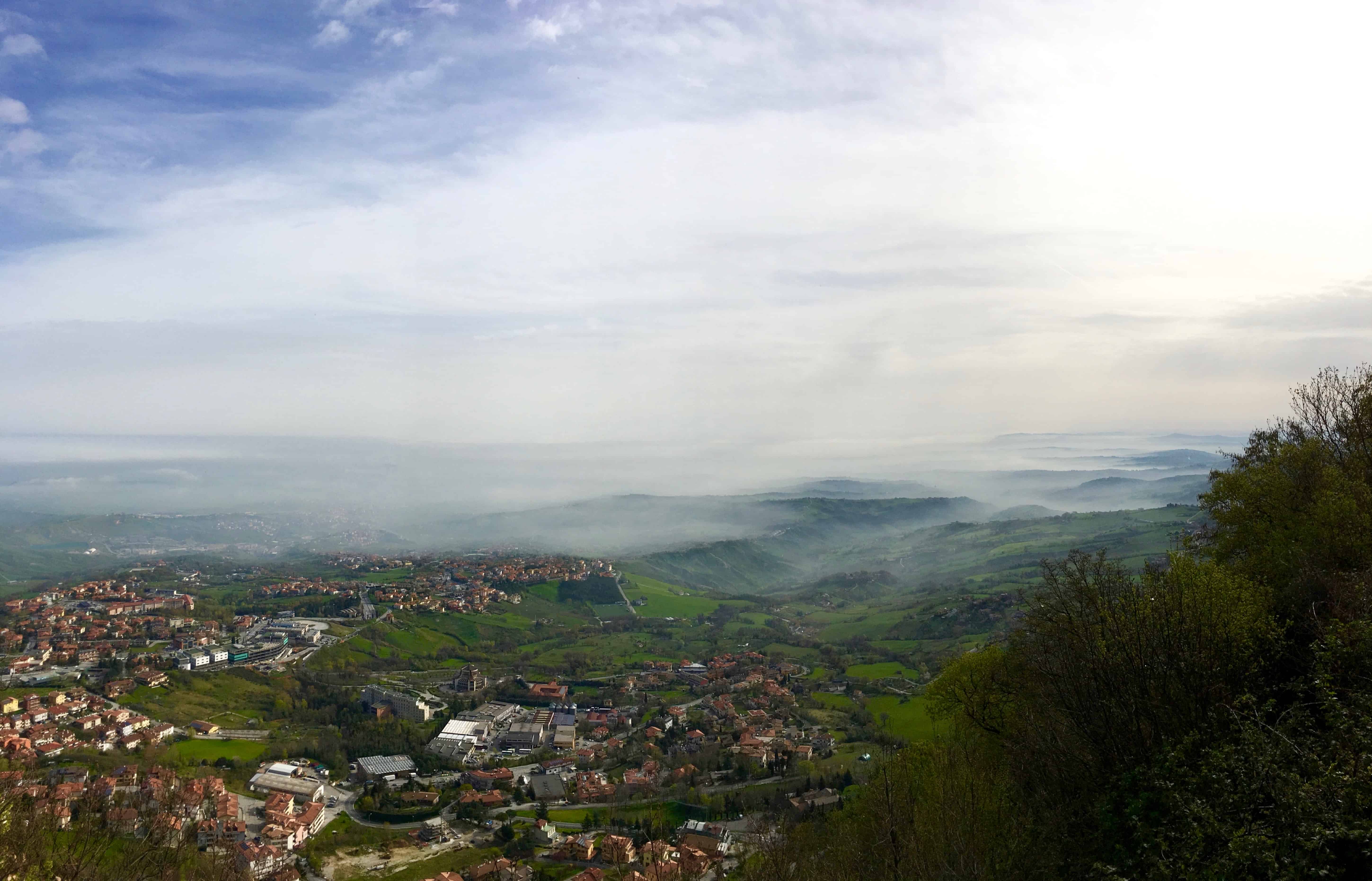 Blue Skies and Valleys with Mist - Looking Towards the Sea from Citta di San Marino.