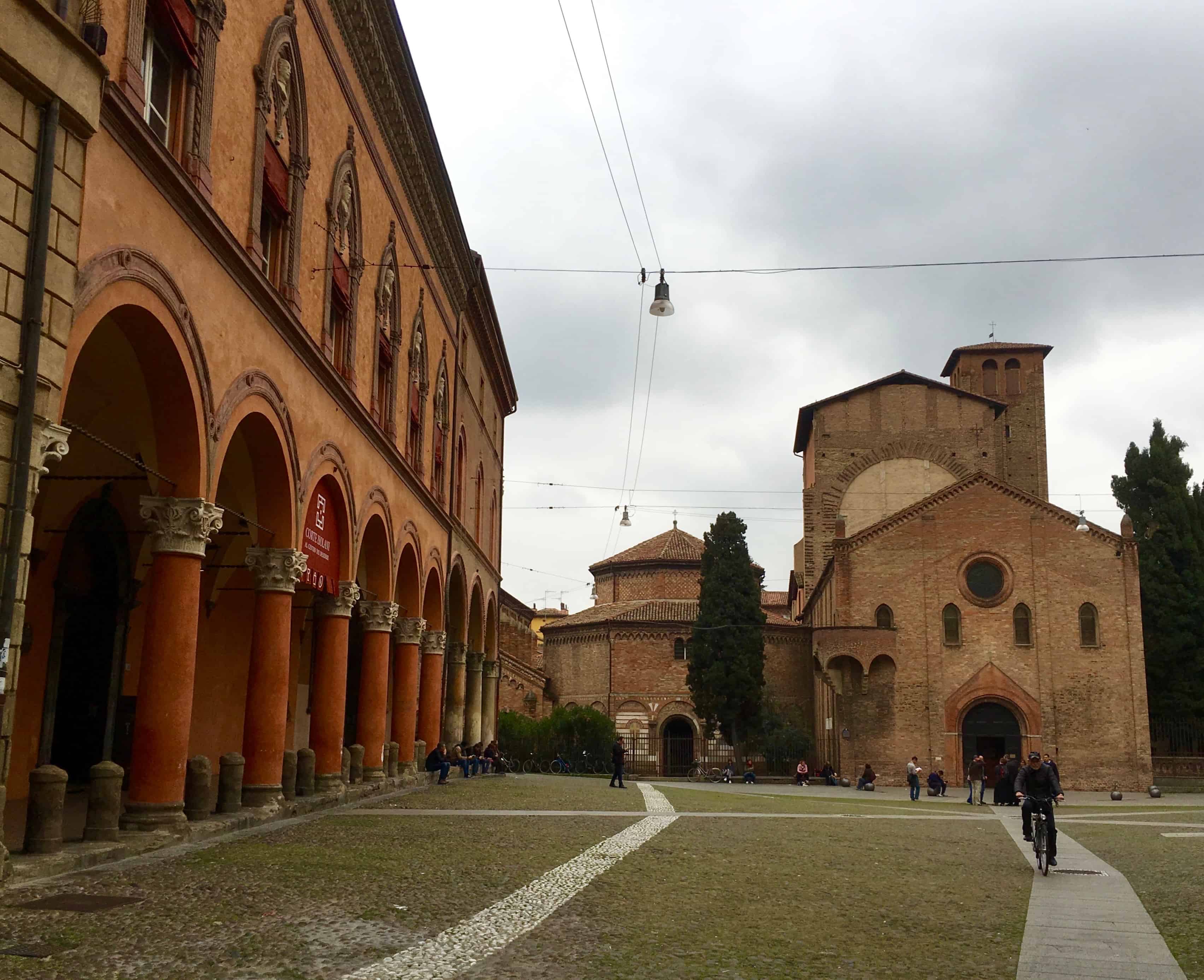 The multifaceted facade of the Abbazia di Santo Stefano, also known as Sette Chiese - Seven Churches