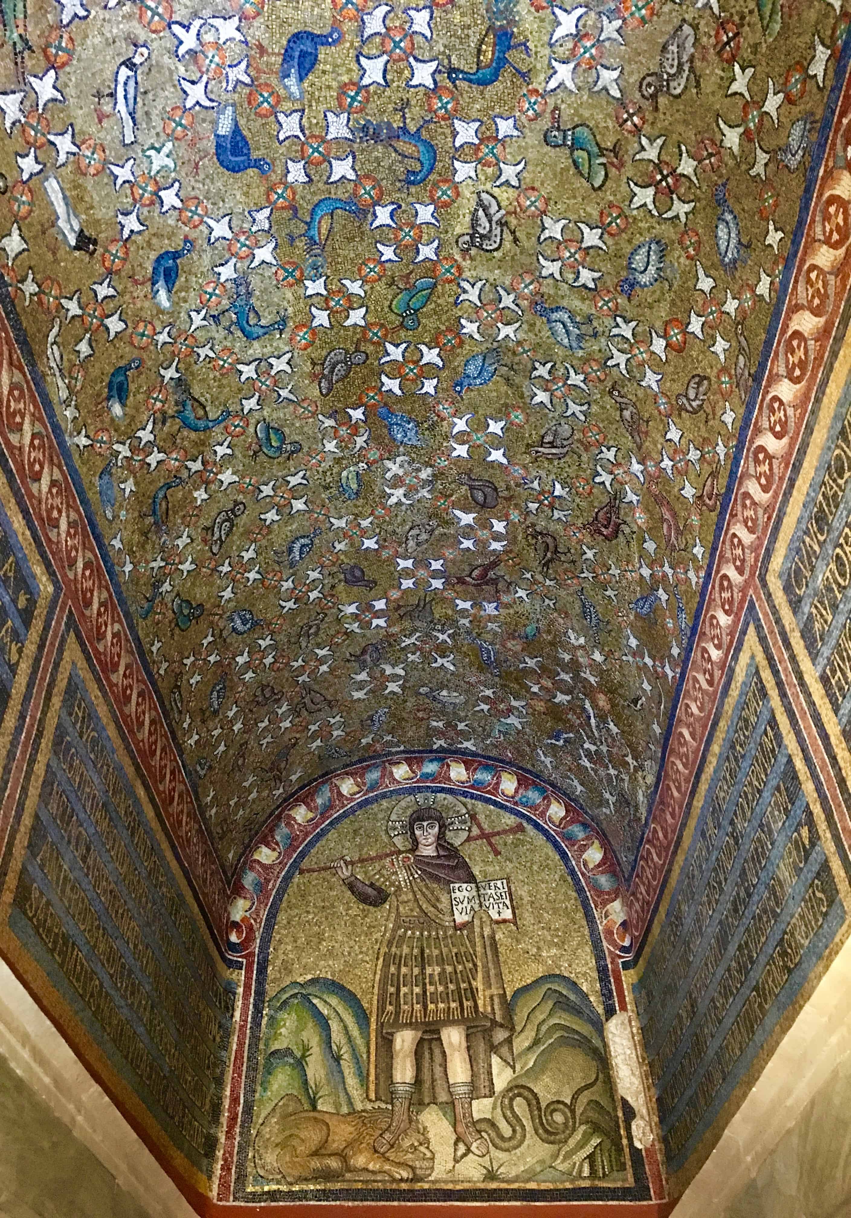 Captivating mosaics in atrium of the Archbishop's Chapel, Museo Arcivescovile, Ravenna, Italy