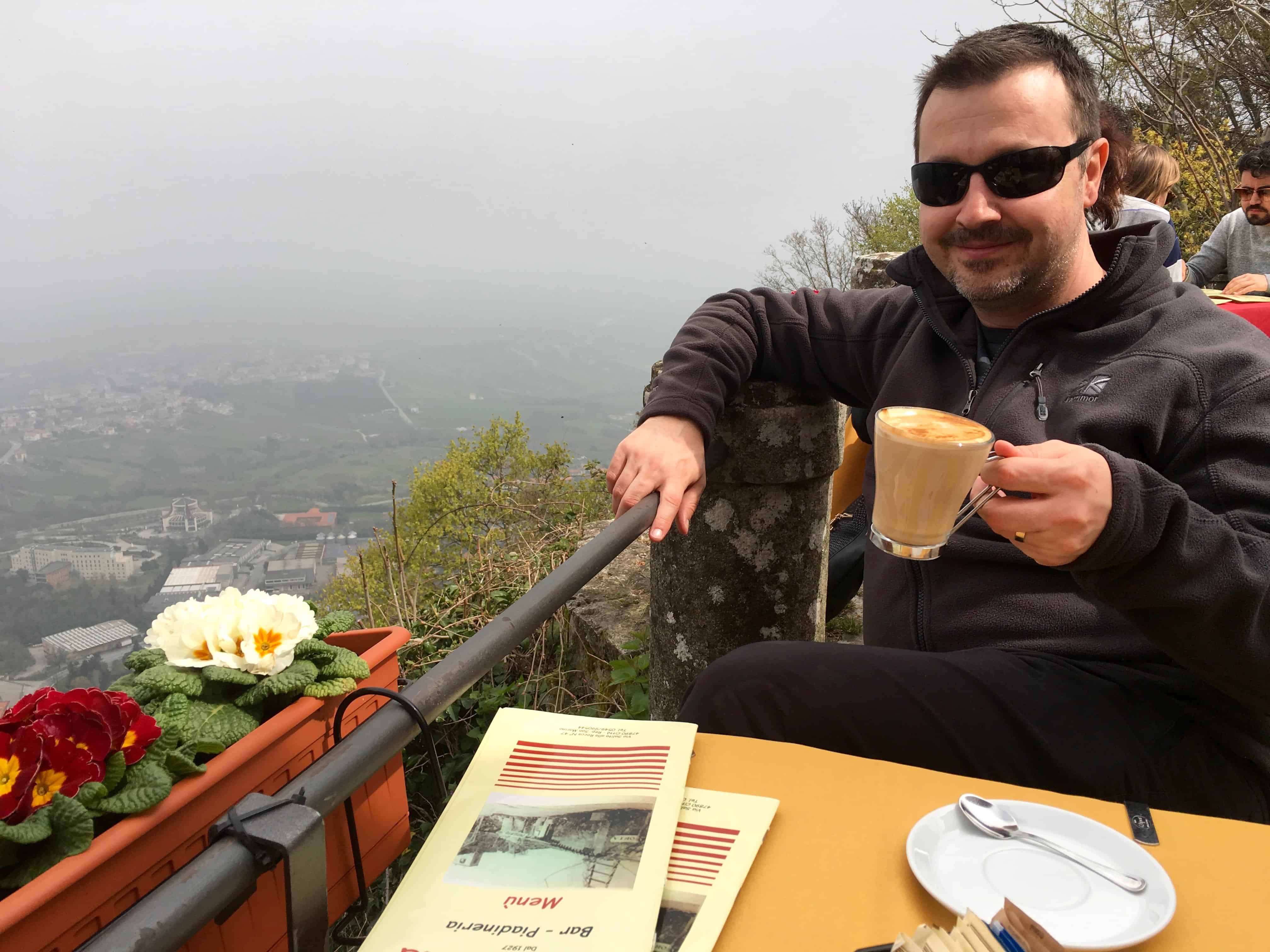 Coffee with views in the Citta di San Marino.