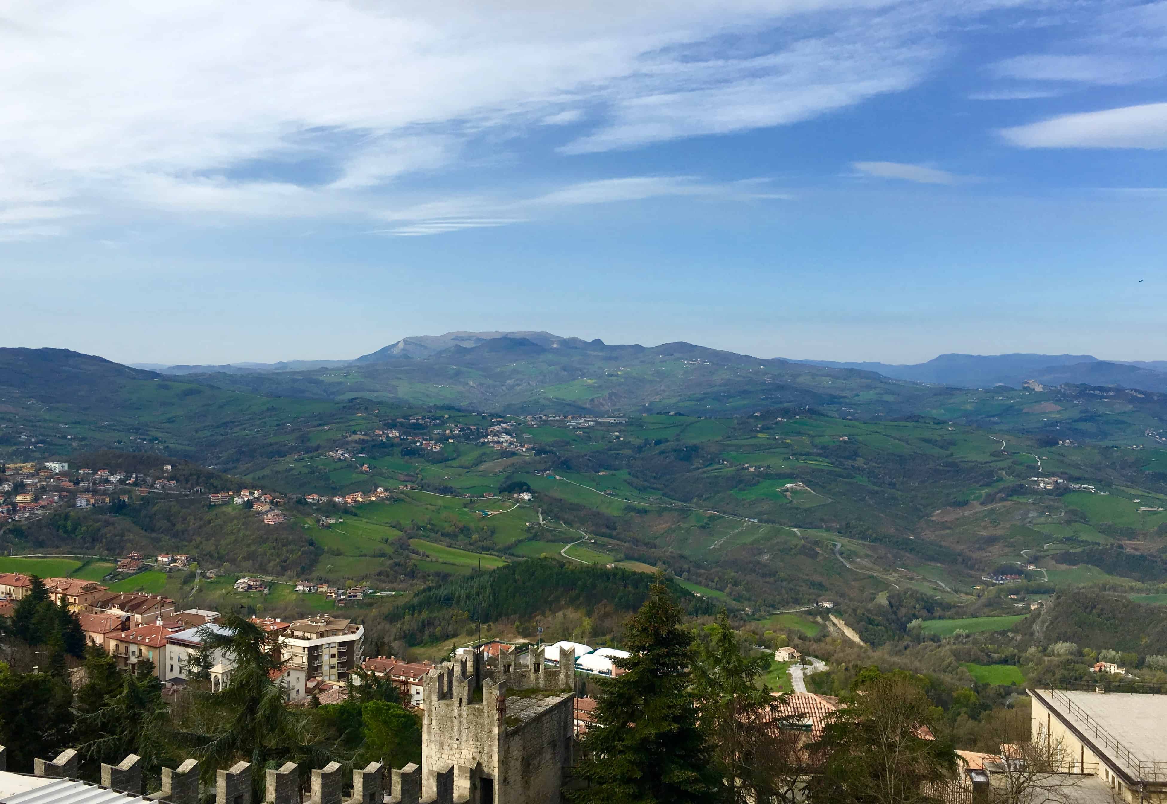 Clear Panoramas Over Mountains and Valleys from Citta di San Marino.
