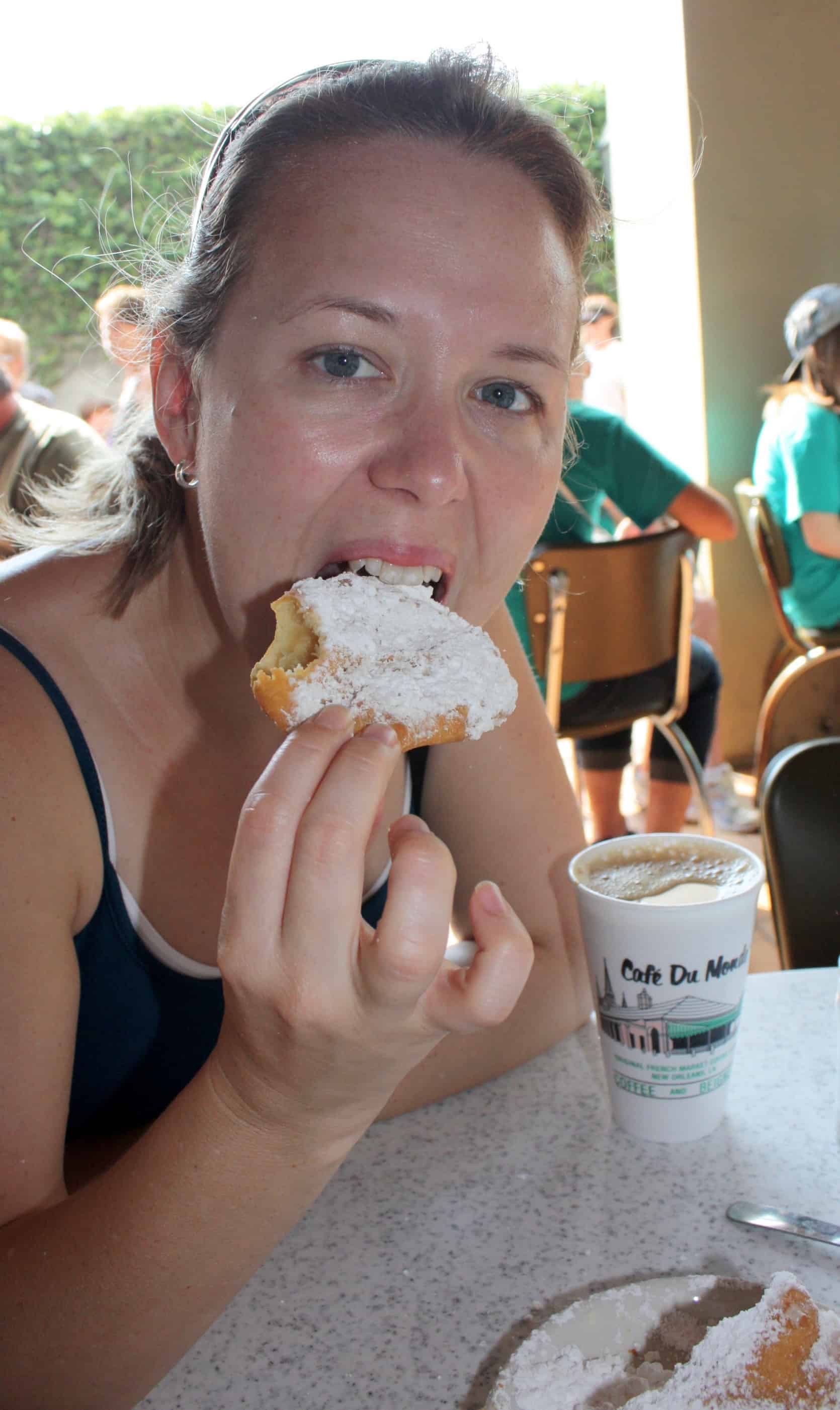 Eating beignets at Café Du Monde