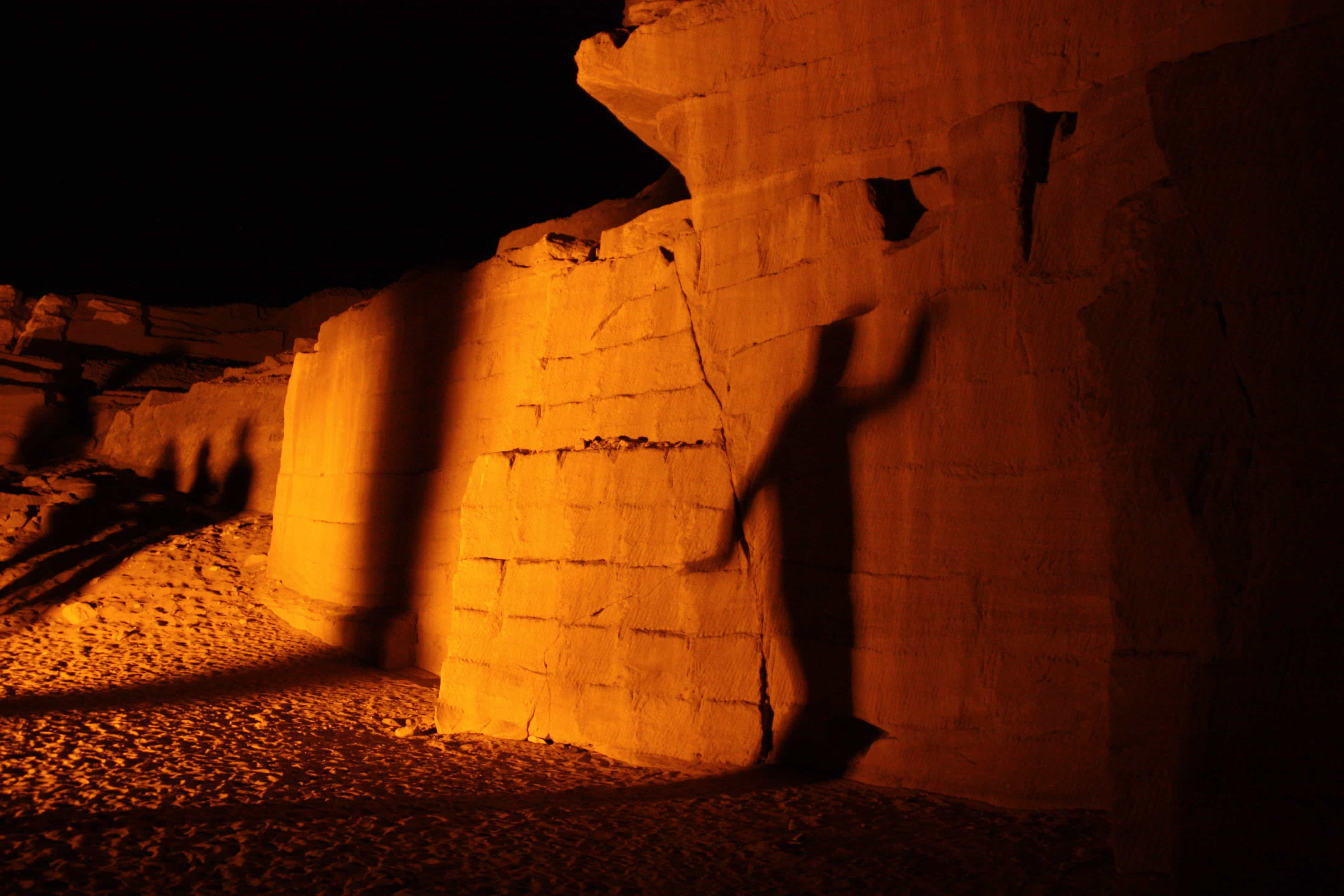 Shadows on the quarry walls at Gebel Silsila, Egypt