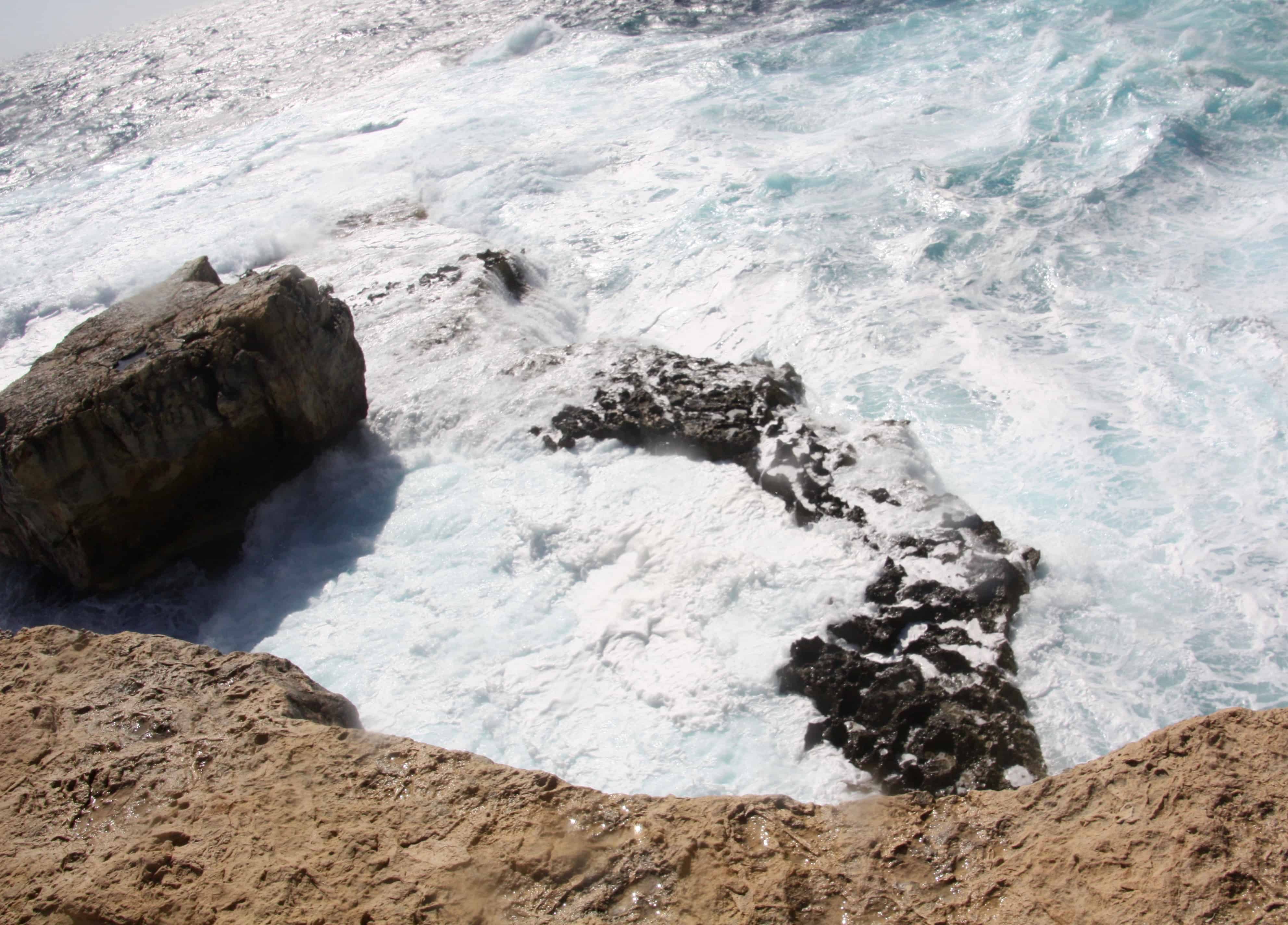 Blue Hole in rough seas, Gozo, Malta