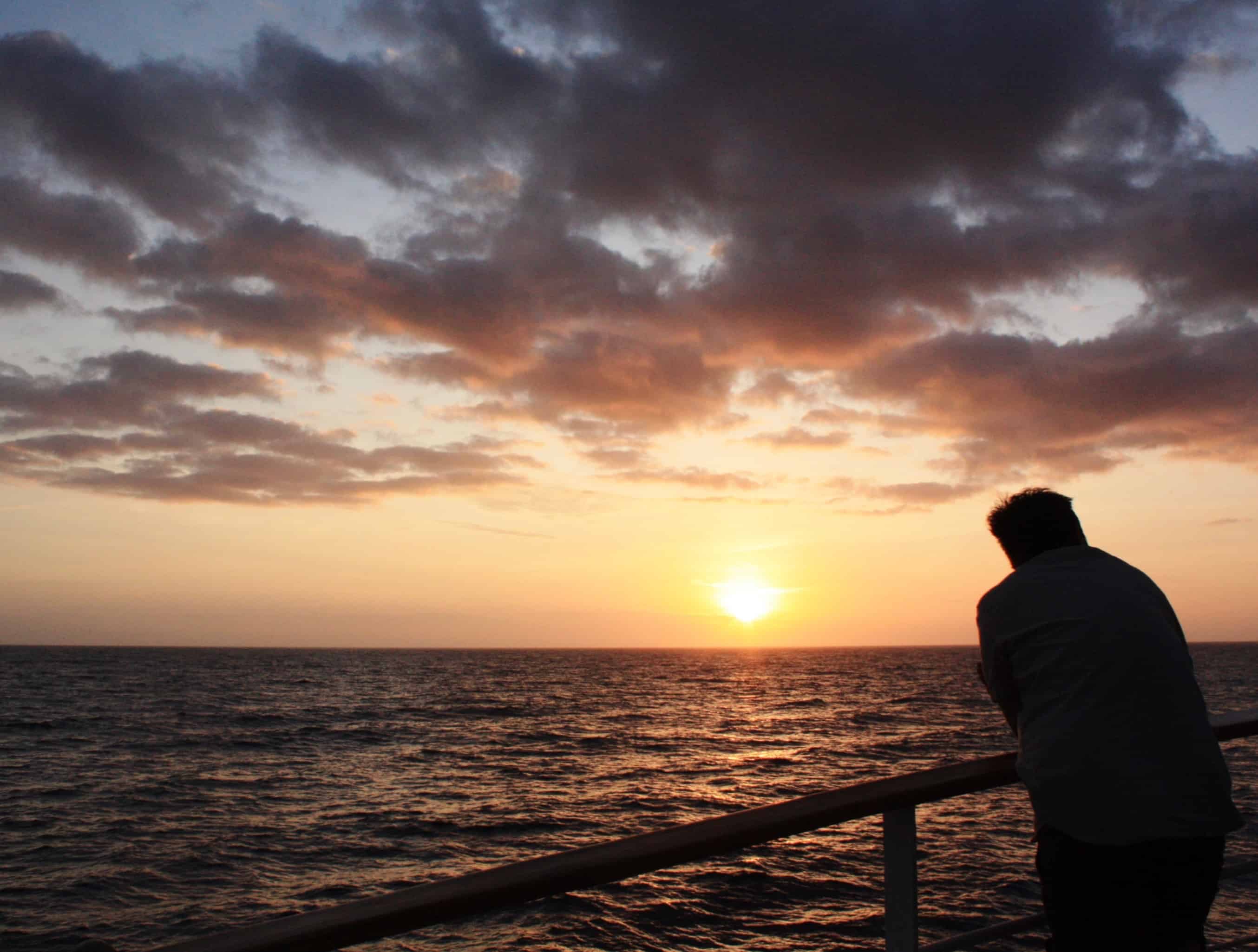 Pacific sunset off the Galapagos Islands