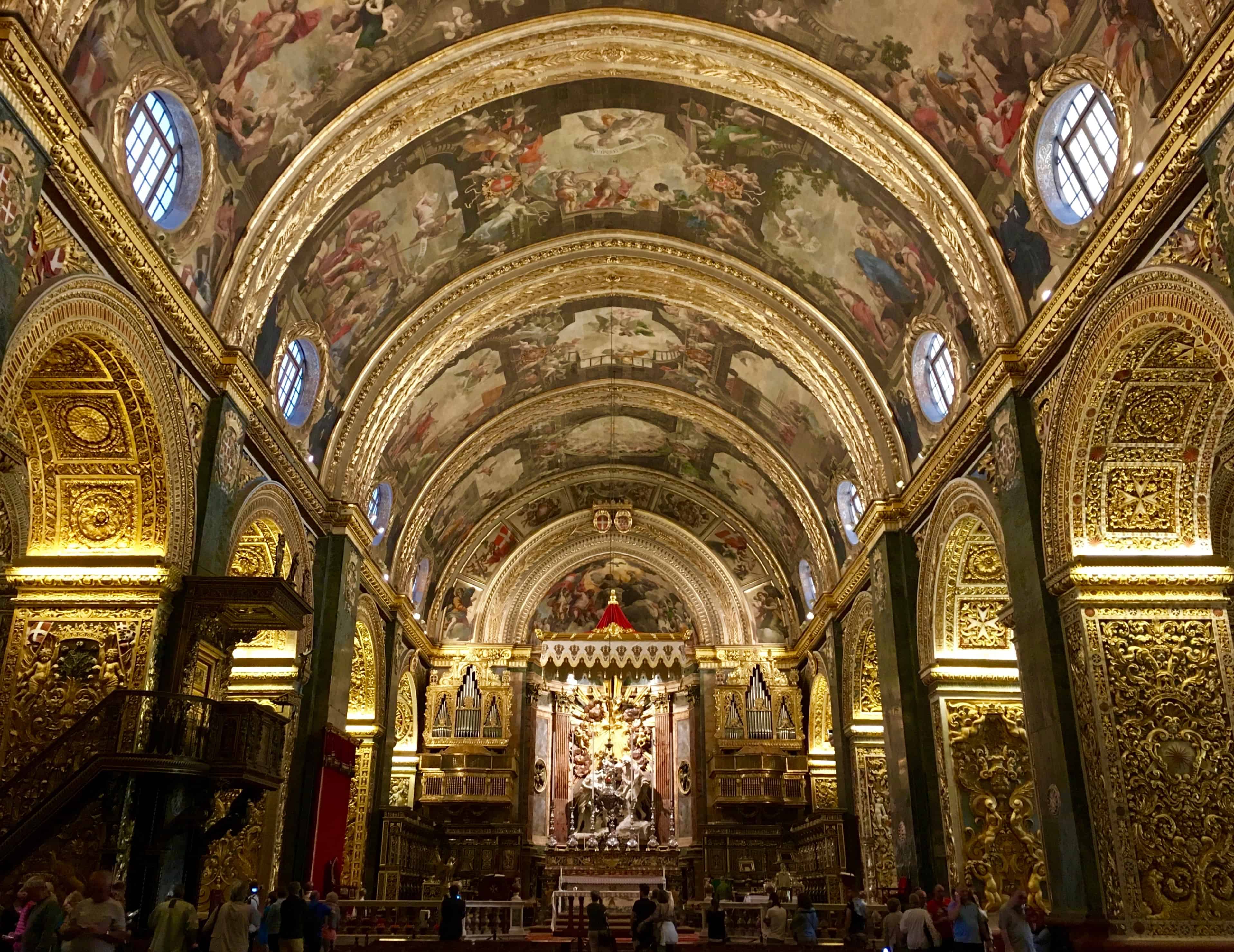 The high Baroque interior of Saint John's Co-Cathedral in Valetta