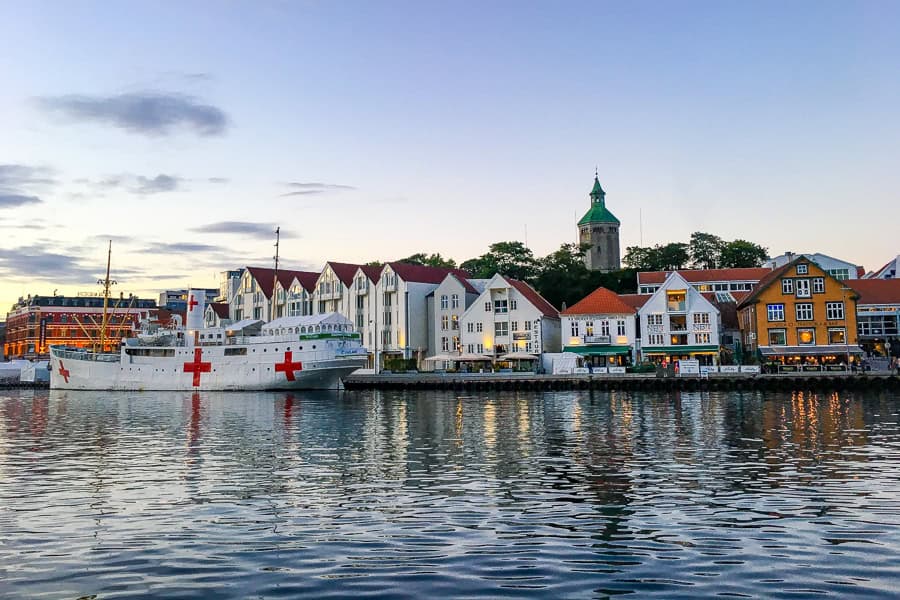 Views across Stavanger Harbour near sunset, a popular base for people planning a Pulpit Rock hike.