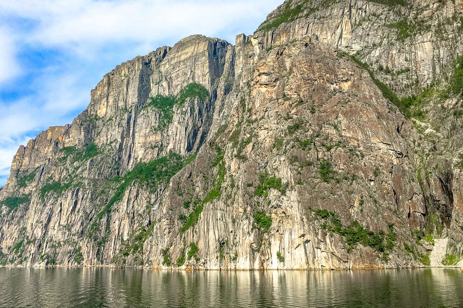 Imposing views of Pulpit Rock from the water on a boat tour to Pulpit Rock from Stavanger.