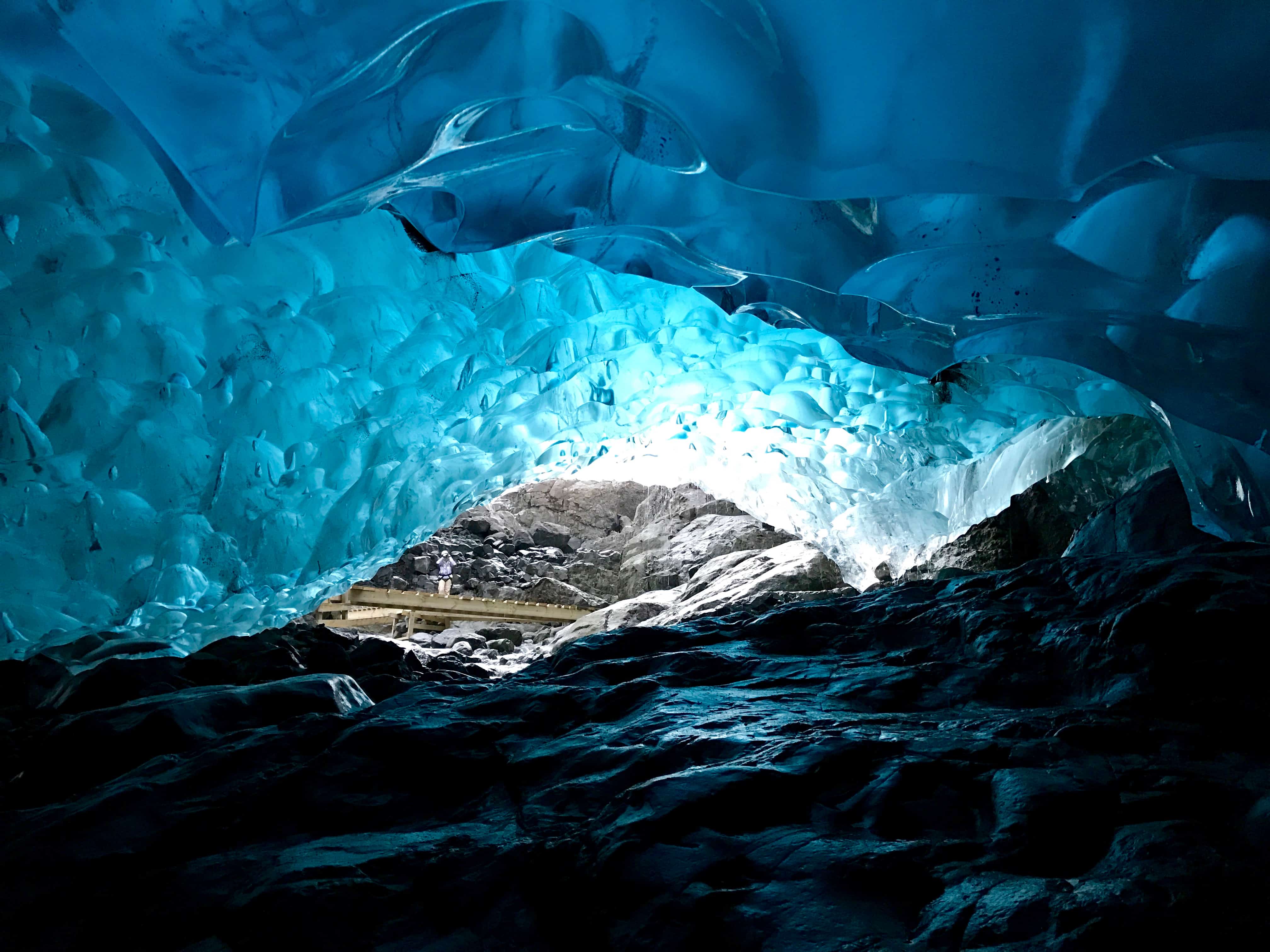 Inside the Waterfall Ice Cave at Vatnajökull, Iceland