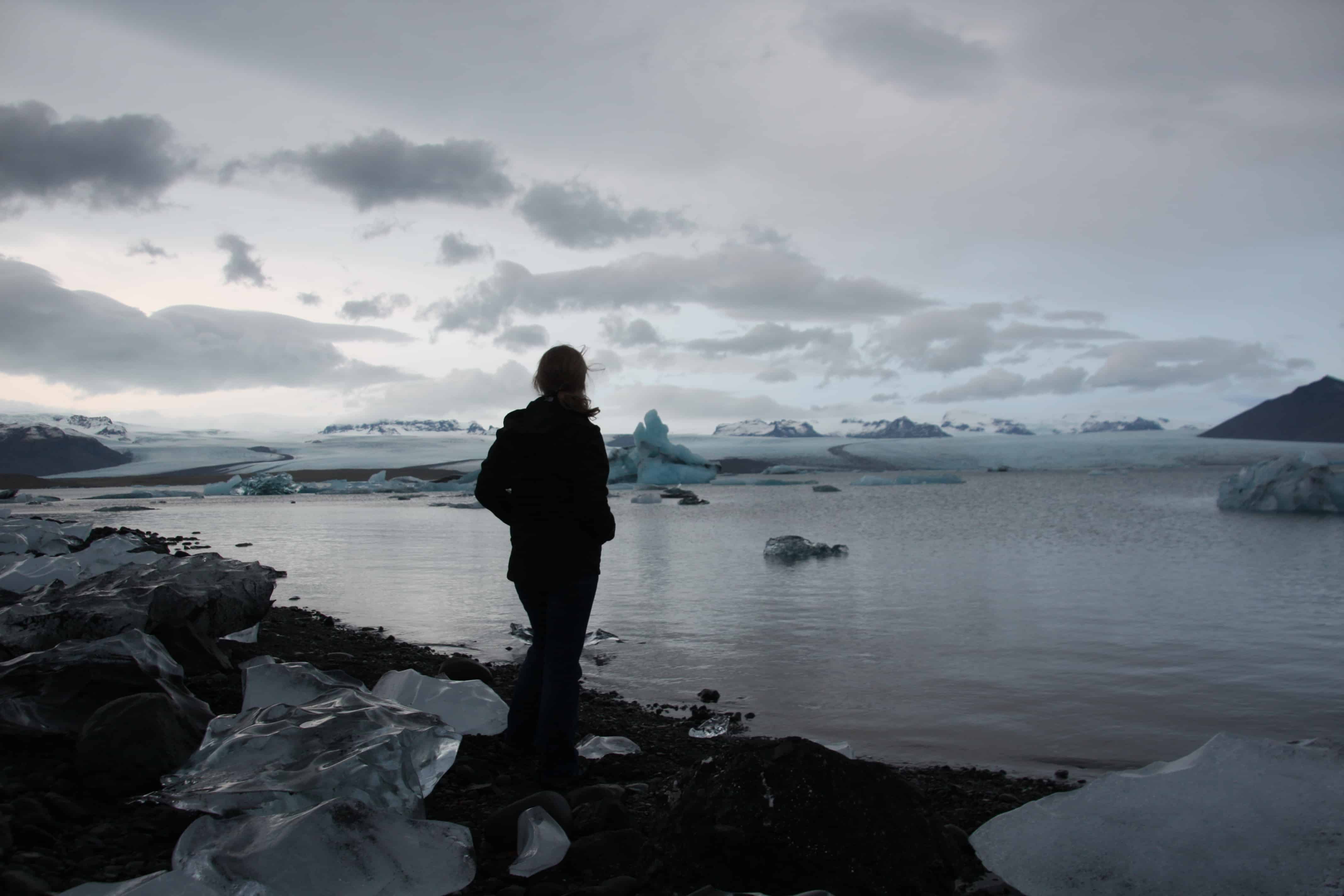 Taking in the views over Jökulsárlón Lagoon and Breiðamerkurjökull glacier, Iceland