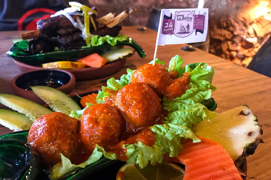 Eating travel tips for Cuba: A dish of meatballs at a Trinidad restaurant.