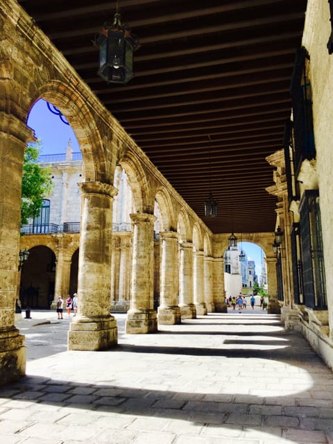 Historic stone archways of Havana's Museo de la ciudad.