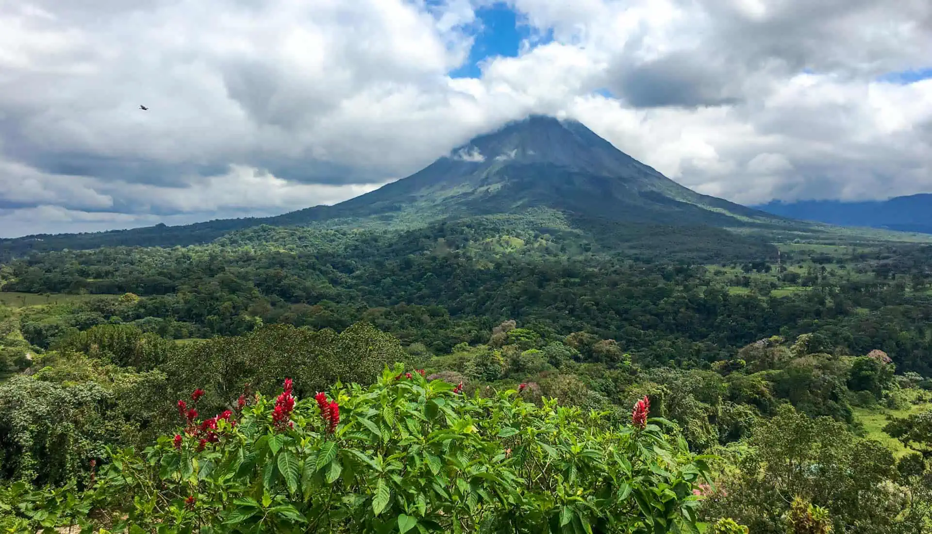 Views of imposing Arenal Volcano, in the national park of the same name - one of the 5 must-see parks in Costa Rica.