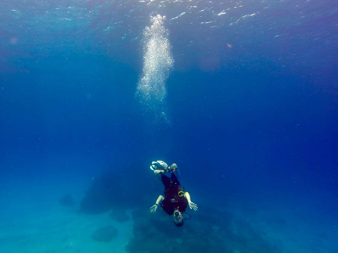Cozumel Diving - Paraiso - John doing underwater cartwheels