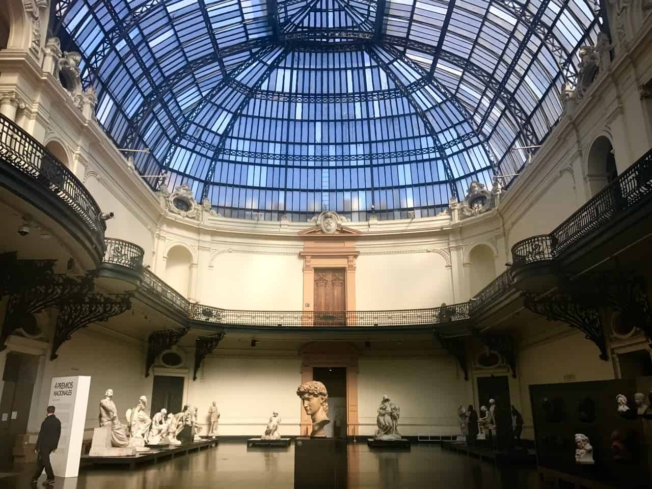 Free things to do in Santiago - View of the huge glass cupola in the Palacio de Bellas Artes