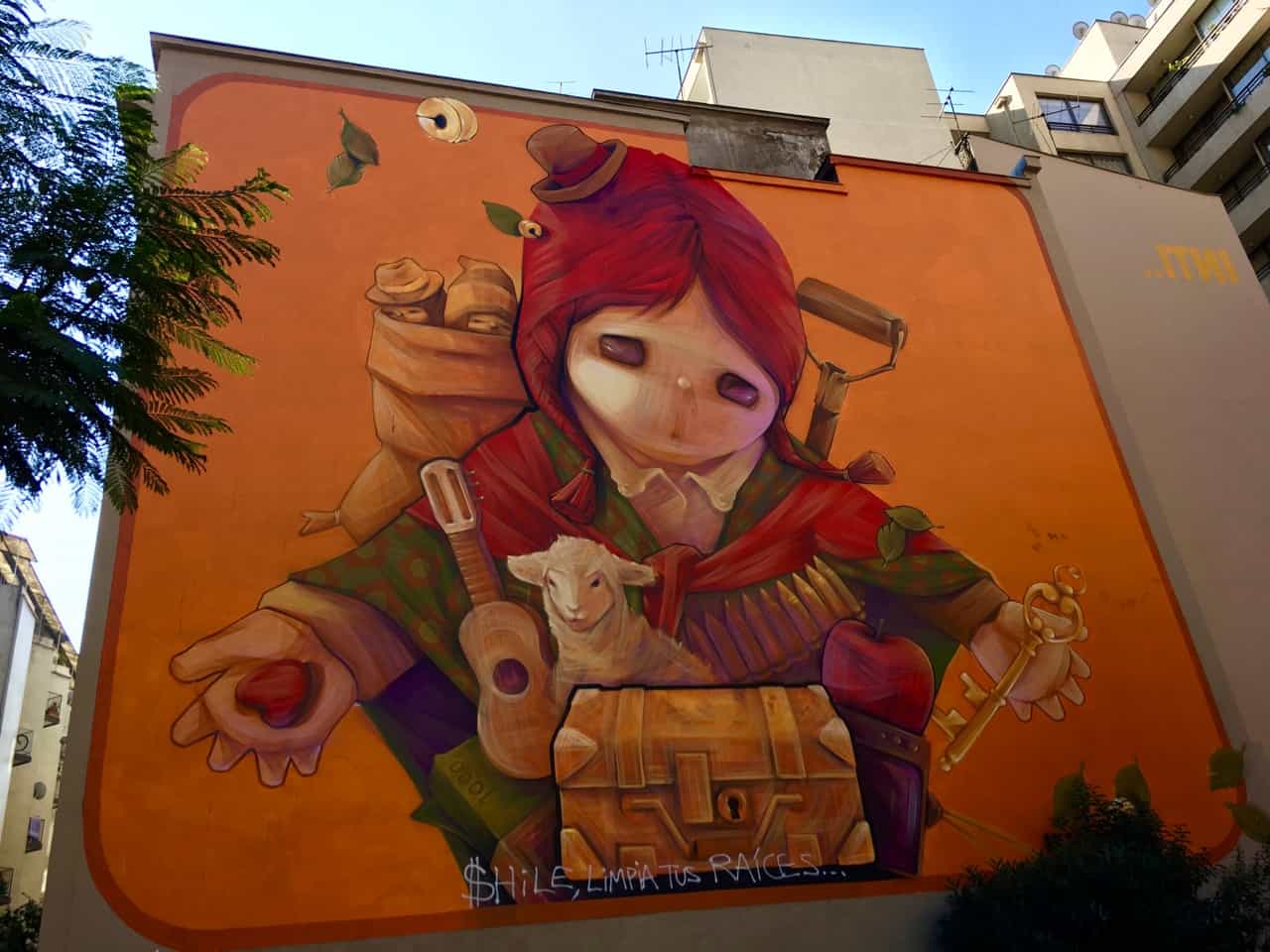 Free things to do in Santiago - Mural by Valparaiso artist INTI