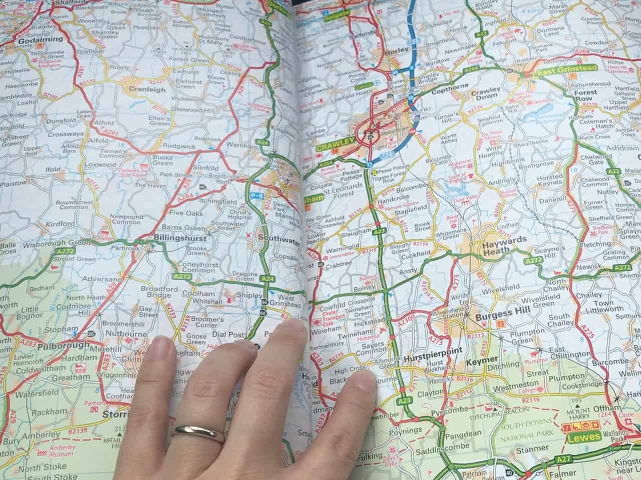 East Sussex Road Trip – Studying our trusty AA map