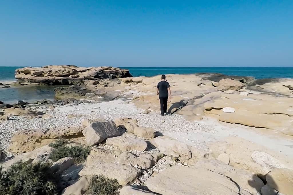 Oman photography – turquoise waters of the Gulf of Oman along the coastal highway between Muscat and Sur.