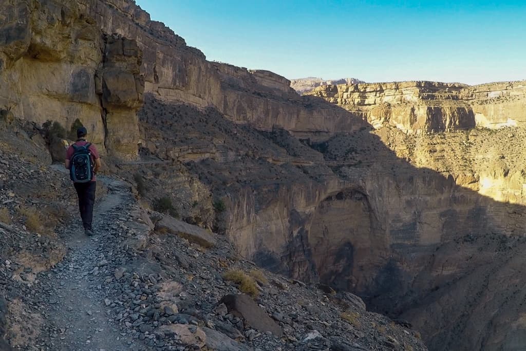 High up near the rim of Wadi Ghul, the Balcony Trail is nothing short of spectacular.