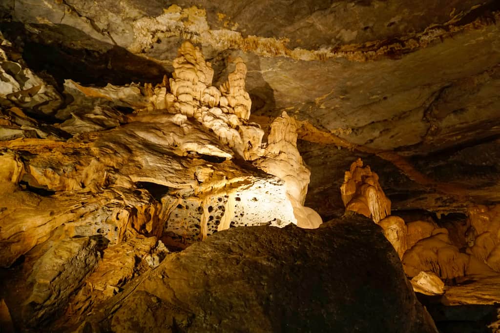 Al Hoota Cave with its spectacular stalagmites and stalactites is one of the more unusual places to visit in Oman,