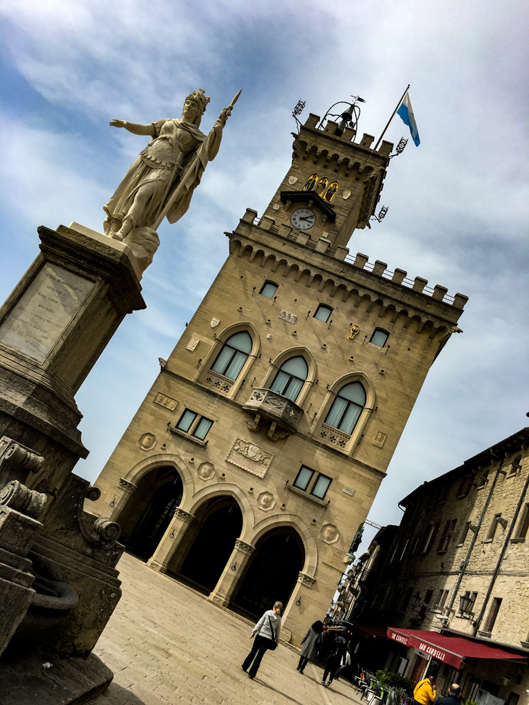The stately Public Palace in the Citta di San Marino.