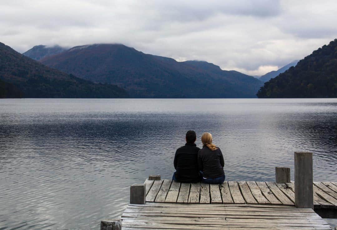 When you’re a couple travelling together make sure you stop and enjoy the view – like this one near Bariloche in Argentina