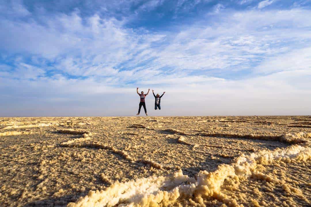 The best thing about being a backpacking couple is enjoying amazing places like the Varzaneh Salt Flats together
