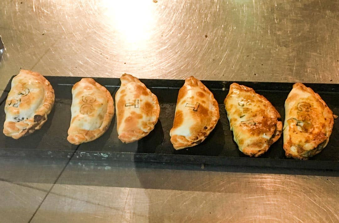 Beautifully browned, steaming hot empanadas, the perfect way to end an evening of Bariloche beer tasting.