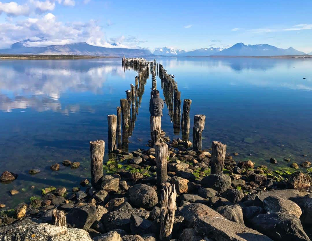 A highlight of Patagonia travel is all about the epic views, like scene overlooking the sound in Puerto Natales.