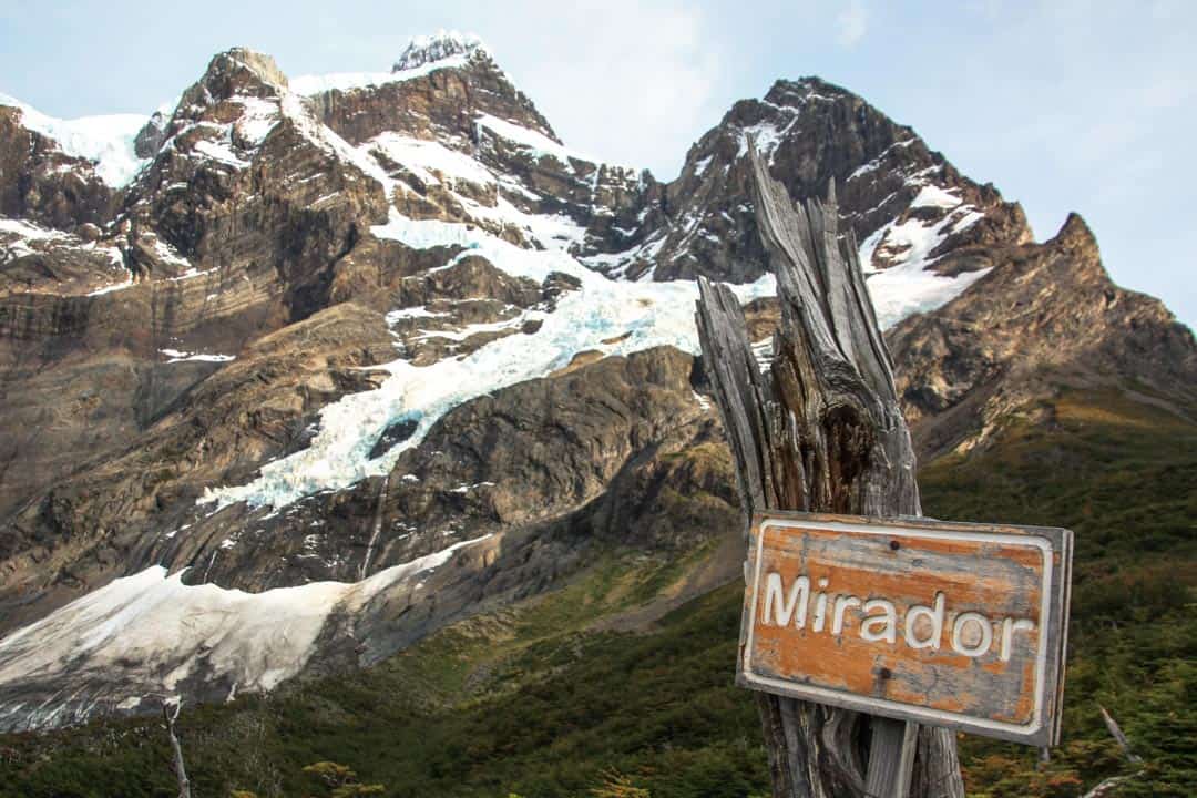 The mountain-and-glacier scene at Paine Grande Hill on the W trek itinerary.