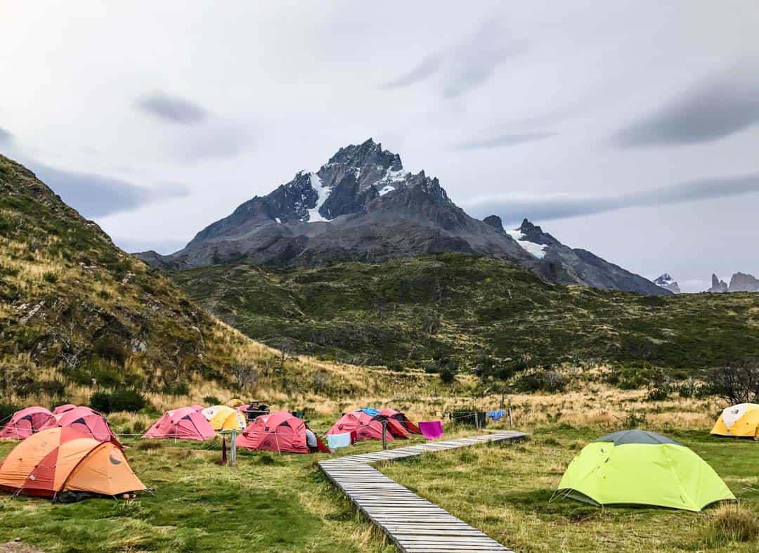 The campground at Paine Grande in Torres del Paine.