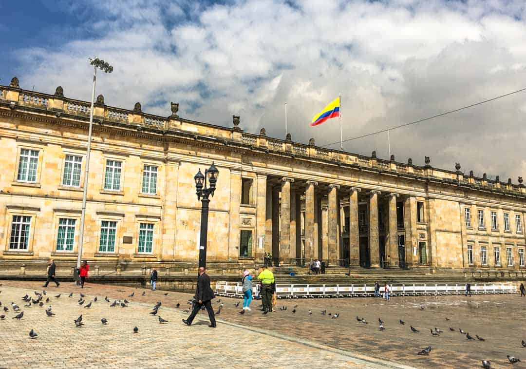 The grand Parliament building on Plaza Bolívar, one of Bogotá's highlights.