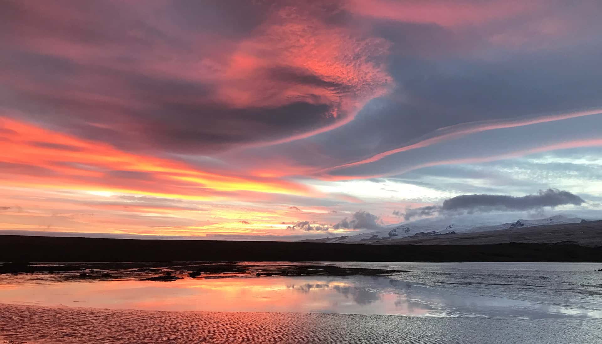 Skies of fire and ice during winter in Iceland