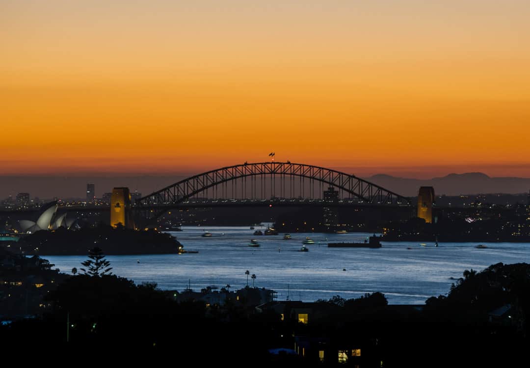 Orange Twilight Over Sydney Harbour Bridge.