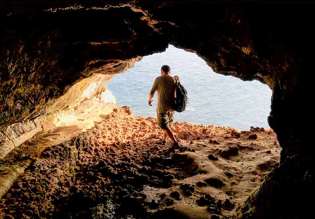 Ana Kakenga, where the cave opens out onto the ocean, a secret highlight of our Easter Island trip.
