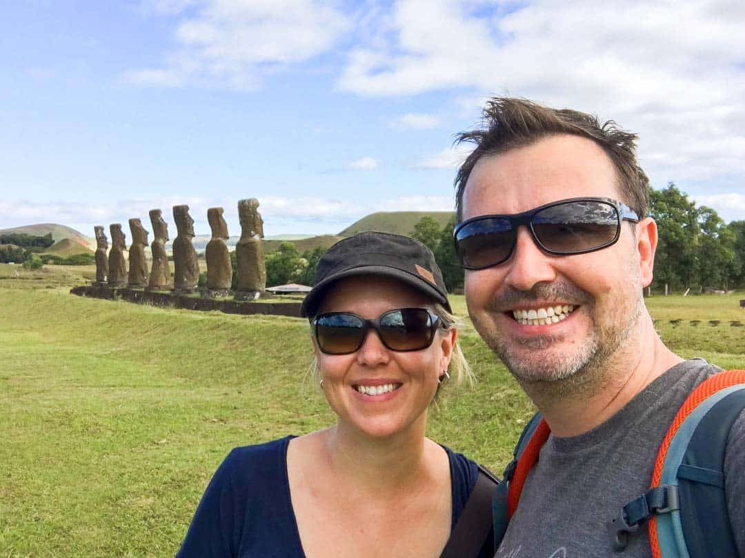 Two For The World at Ahu Akivi on their Easter Island Trip.
