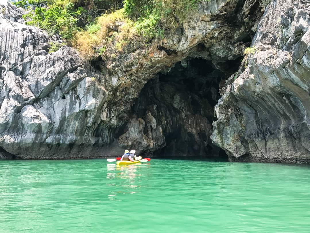 Two People On A Kayak In Halong Bay - Bai Tu Long Bay.
