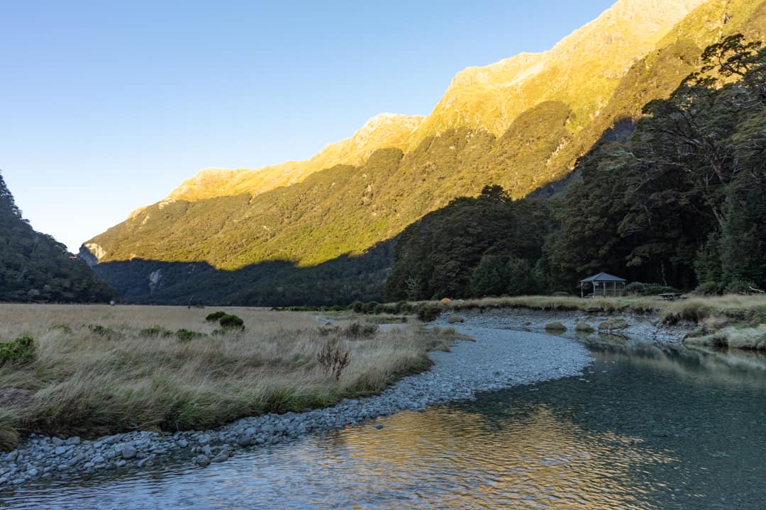 Mountains And River Scenes At The Routeburn Flats Camping Area.