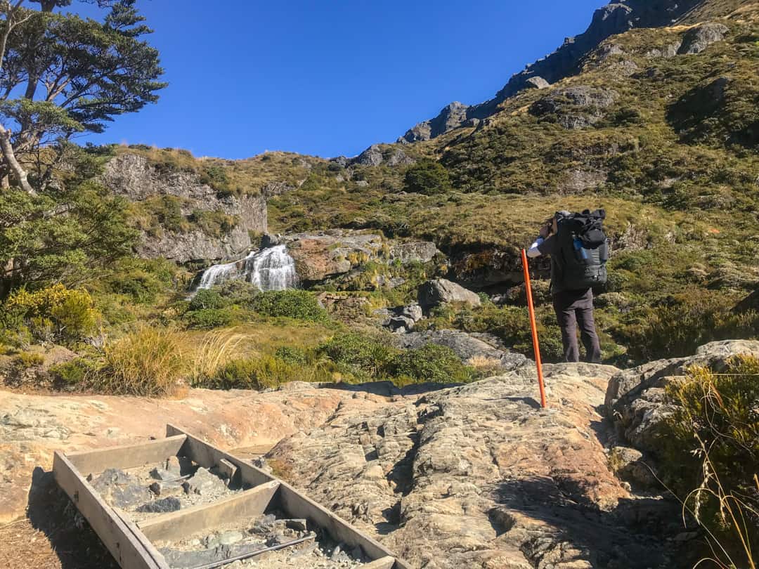 Orange Poles Mark The Way On The Routeburn.