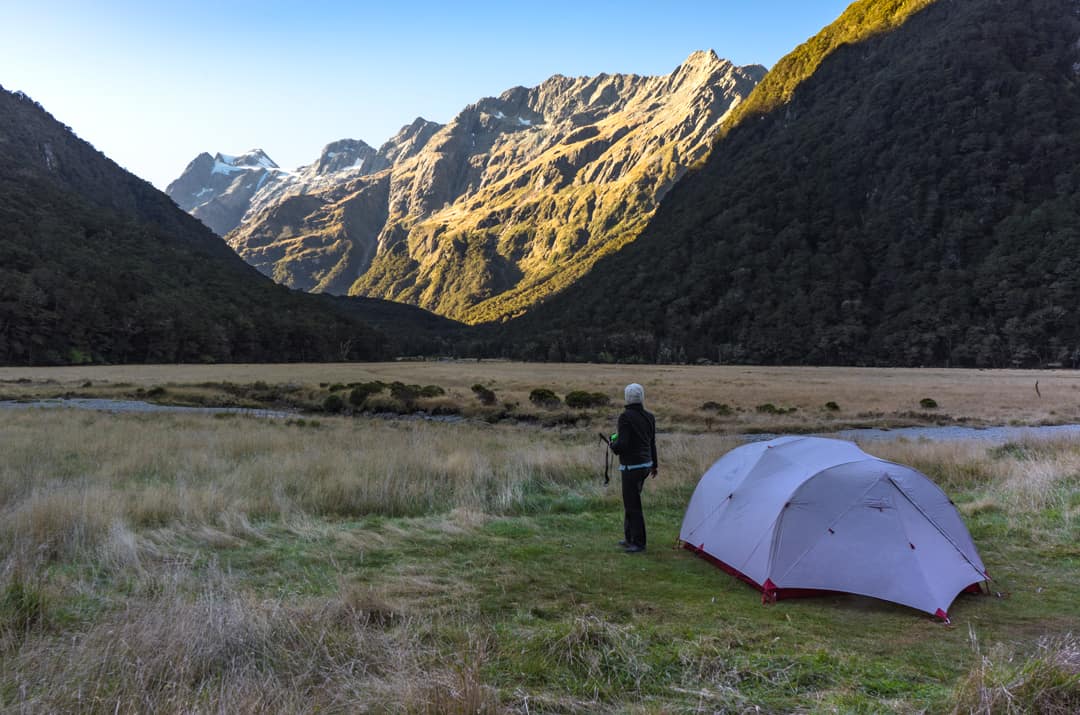 Humboldt Mountain Views From Our Tent At Routeburn Flats Campground.