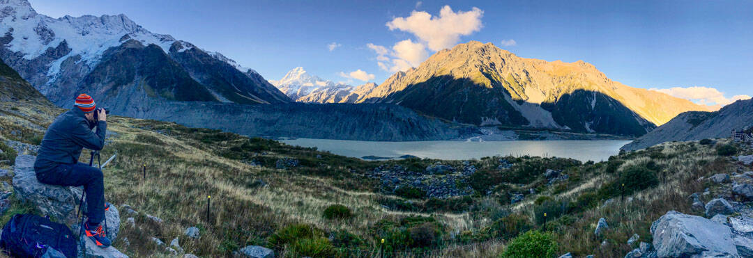 Must see places in South Island New Zealand: Views to Mount Cook on the Kea Point Track.