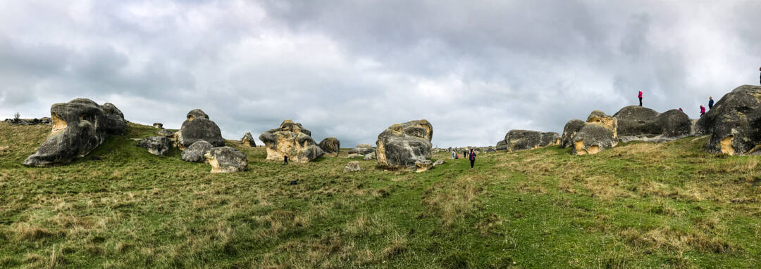 The large grey boulders at Elephants Rocks is one of the quirkier places to visit in New Zealand's South Island.