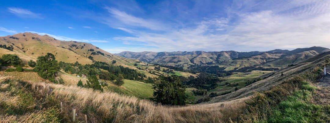 The hills of volcanic Banks Peninsula.