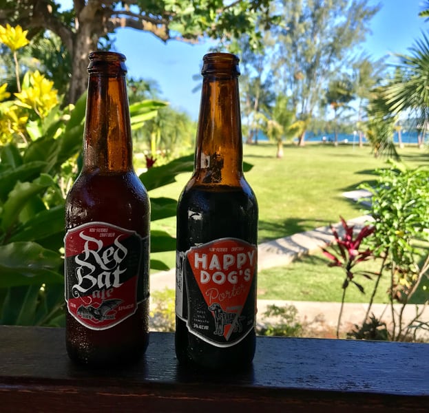 Visiting Vanuatu - local beers by the sea