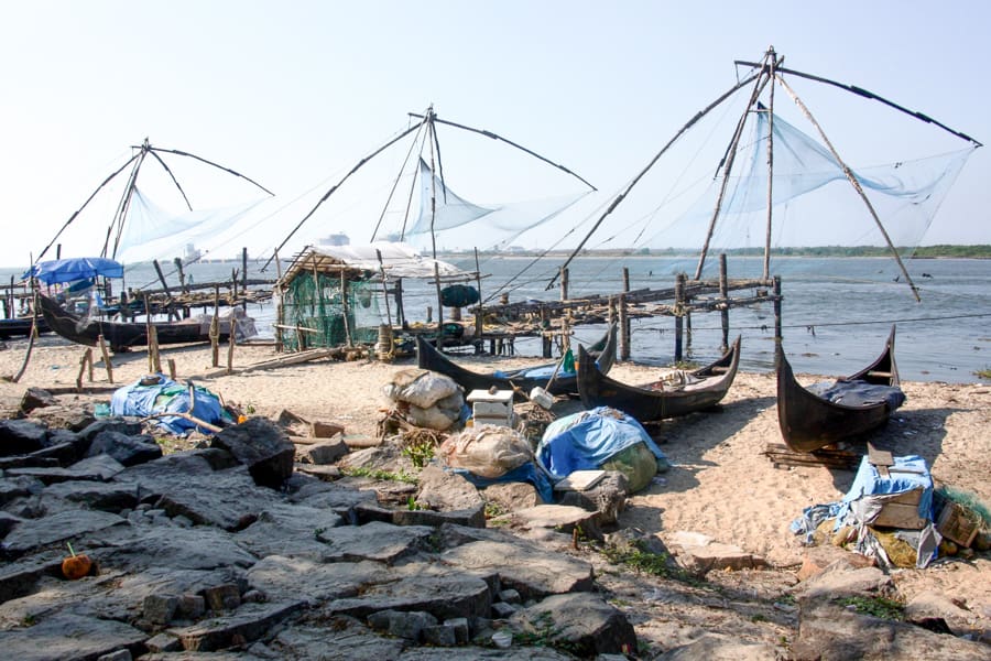 Kerala Culture - Chinese fishing nets at Kochi