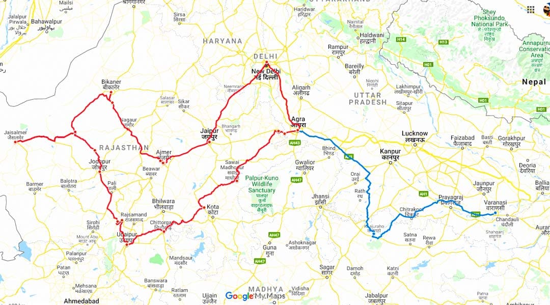 Rajasthan-Road-Trip-Map