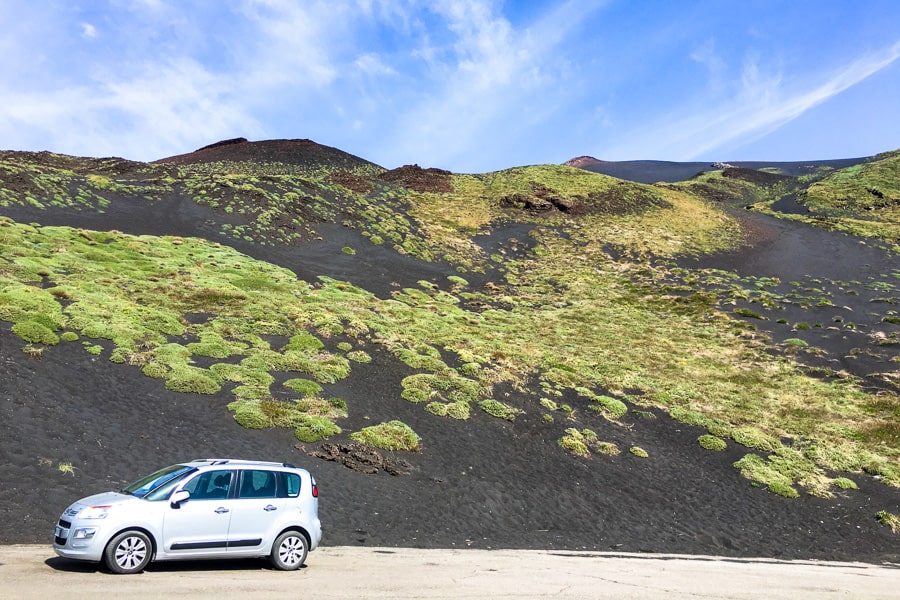 Italian Road Trips: Cruising the volcanic heights of Mount Etna on Sicily.