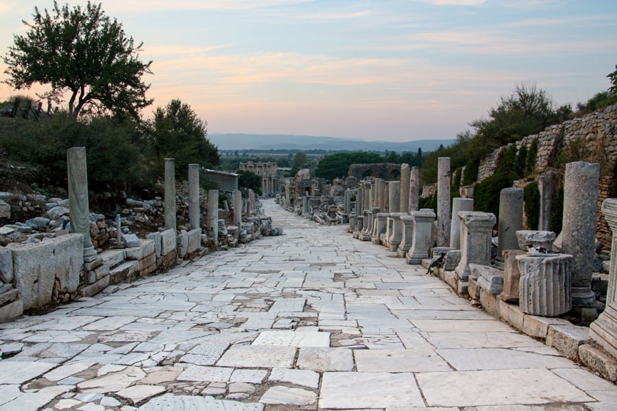 Road Trip Bucket List: An ancient paved road in Ephesus, Turkey.